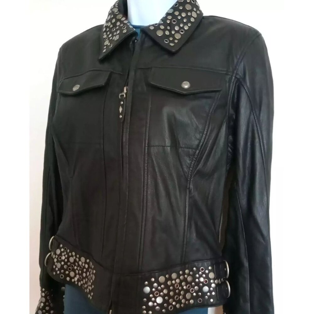 Harley-Davidson Women’s Roxy Bling Black Leather Jacket - Picture 4 of 15